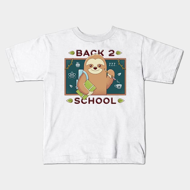 Sloth Back to School Kids T-Shirt by Alundrart